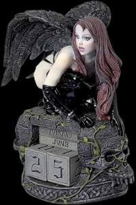 Gotisk Evighedskalender Mørk Muse Veronese, håndmalet polyresin figur